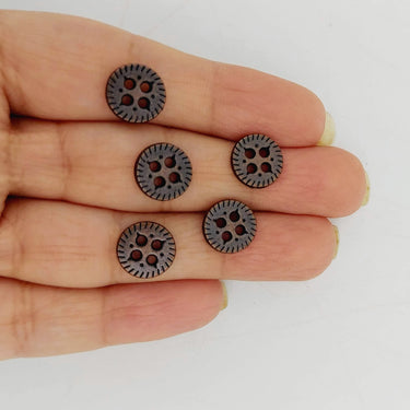 Copper Tone Carved Round Small Metal Buttons, 10mm buttons, Craft Buttons